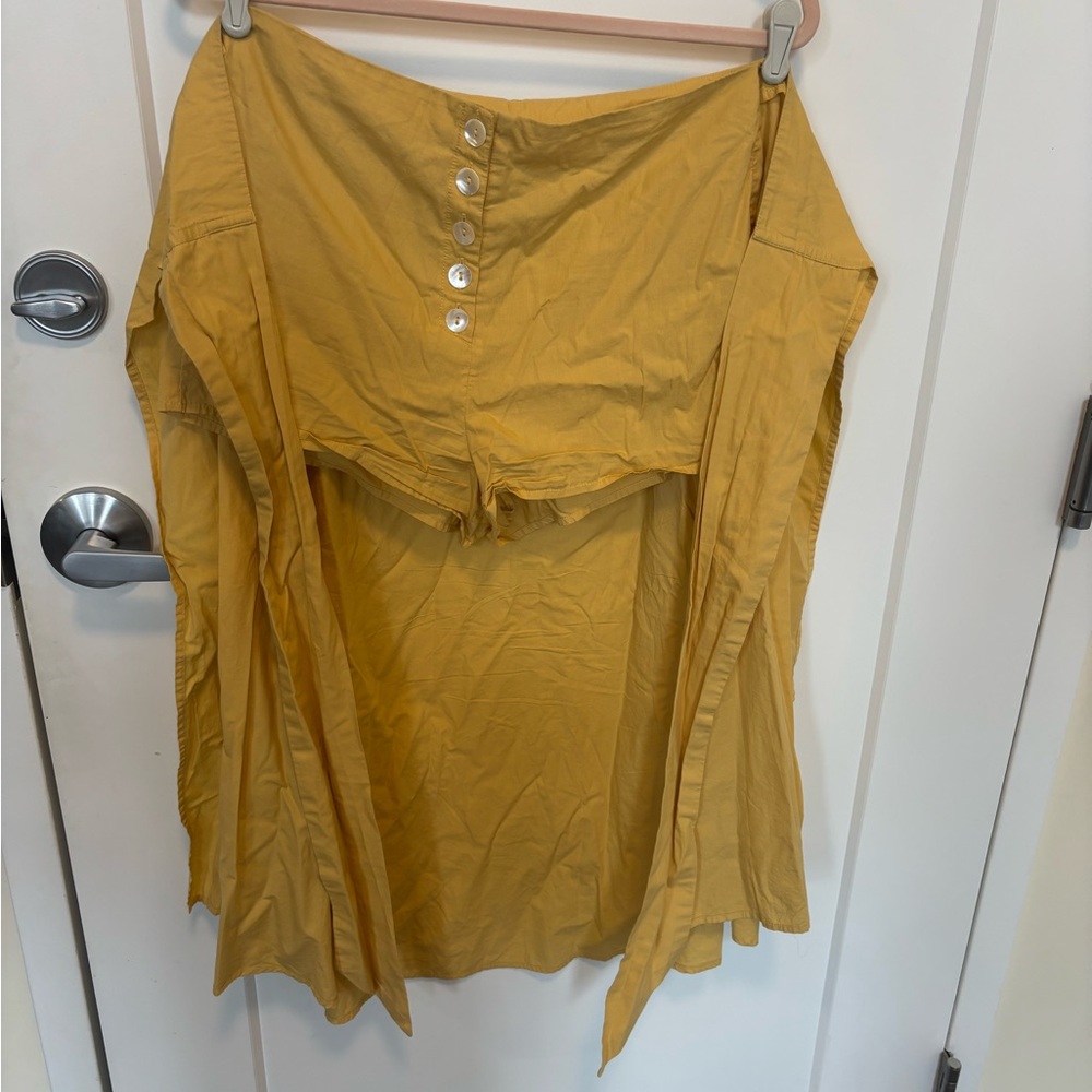 Mustard Yellow Free People Women's Small Petite Skirt with connected shorts